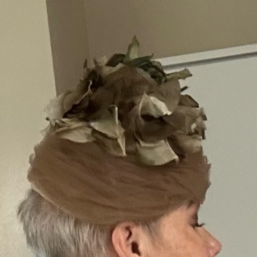 Chic Brown Floral Swirl Hat for Special Occasions - Picture 7 of 10